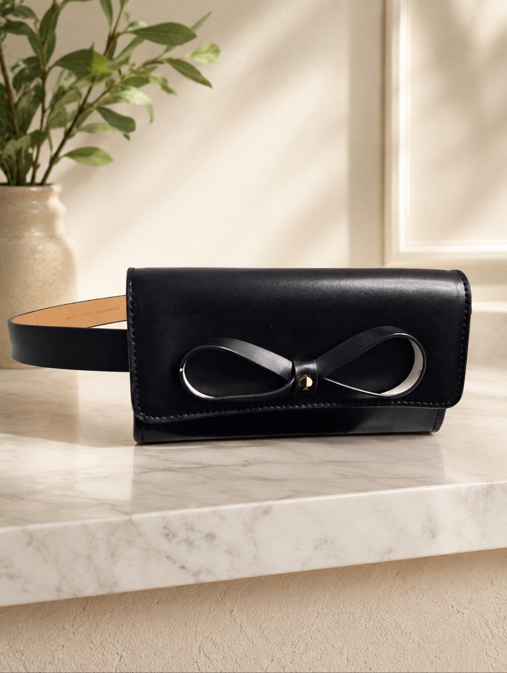 Kate Spade New York Black Leather Bow Belt Bag Waist Bag NWT S/M